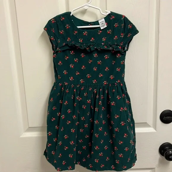 carters green corduroy dress Moss Green Warm Cotton Corduroy High-Neck Sleeveless Slit Dress 68